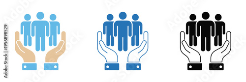 Employee Empowering Icon, various style icons showing employee encouragement, professional development