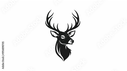 Black and White Deer Head Illustration 6.