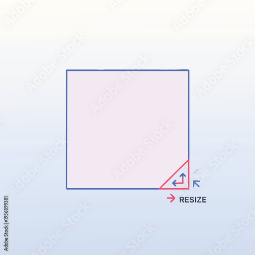 Square with resize icon indicating corner adjustment with directional arrows