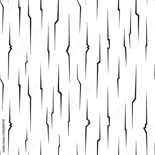 Abstract pattern of thin, jagged, dark vertical lines on a white background