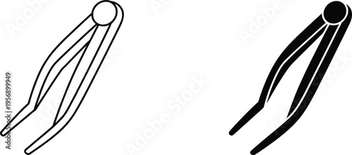 tweezers tool icon, precision grooming and cosmetic plucking instrument symbol, minimal outline and solid vector illustration isolated