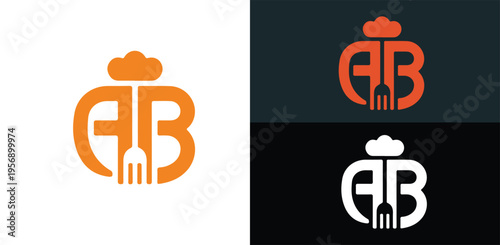 Modern Monogram Logo for Cooking With Letter A And B