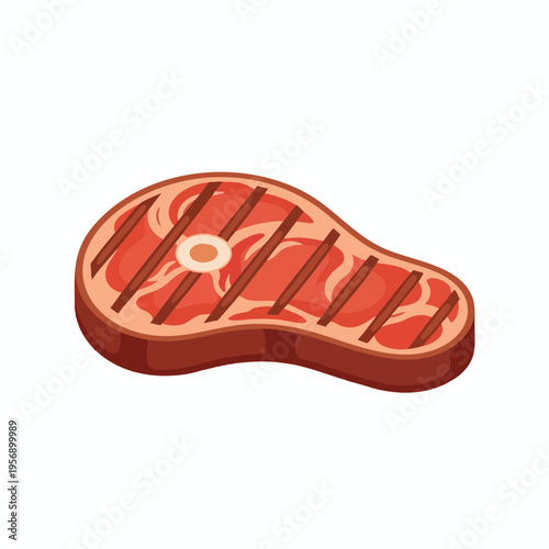 A grilled T-bone steak with grill marks and a bone, isolated on white
