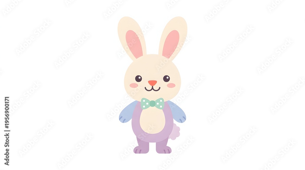 Fototapeta premium Cute Easter Bunny Minimal Illustration