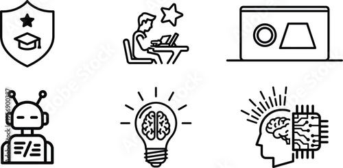 Icons representing education and artificial intelligence