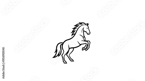 Black and White Horse Illustration Running.