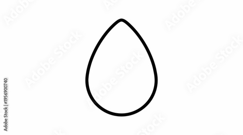 Simple black outline of a single teardrop or water drop shape on a clean white background, representing liquid or emotion.