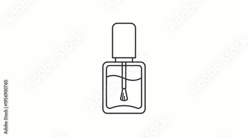 Simple line art icon of a nail polish bottle with a brush, representing beauty and manicure products for personal care and style.