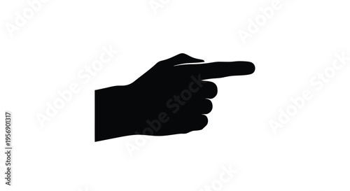 A black silhouette of a hand pointing to the right