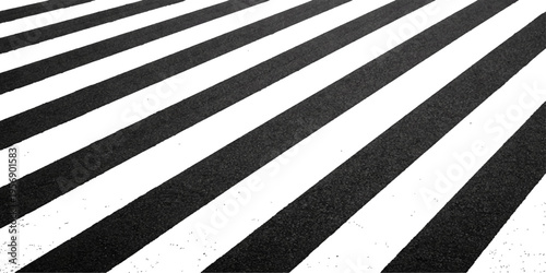 An abstract grunge texture of black and white stripes forms an old zebra crosswalk on a gray urban street