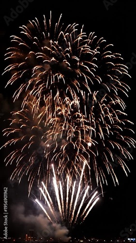 Colorful explosions illuminate the night sky with dazzling displays