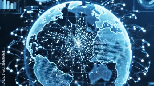 Global digital network connections across the planet