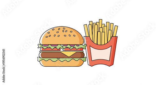 burger and french fries meal combo.