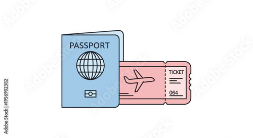 Passport and airplane ticket travel documents.