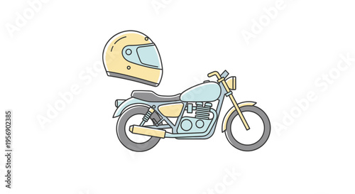 Motorcycle with a yellow helmet.