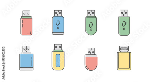 Colorful USB flash drives.