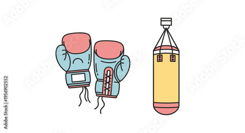 Boxing Gloves and Water Bottle.