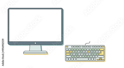 Computer keyboard and monitor setup.