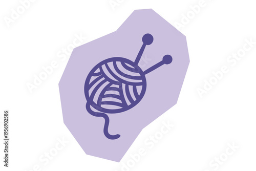 Hand Drawn ball of yarn with knitting needles representing handmade crafts and hobby concept for scrapbook and journal. Vector illustration design.