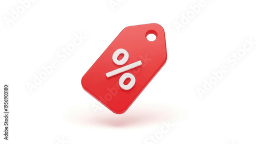 Red sale tag icon with percentage symbol, symbolizing discounts and special offers for marketing campaigns
