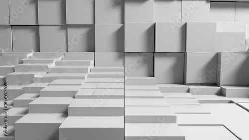 Abstract geometric pattern of white cubes with shadows