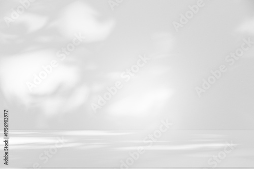 Wall interior background, studio and backdrops show products.with shadow from window color white and grey. background for text insertion and presentation product	