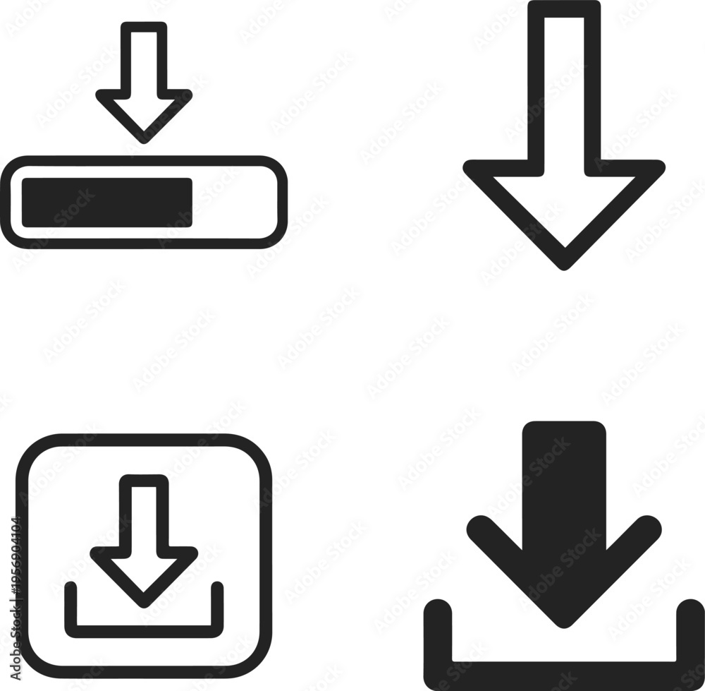 Fototapeta premium Collection of Four Distinct Download and Progress Arrow Icons