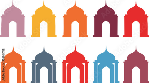 Colorful dome buildings silhouettes