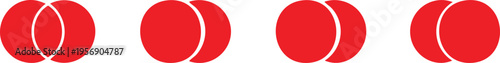 Four Red Circles with White Curves