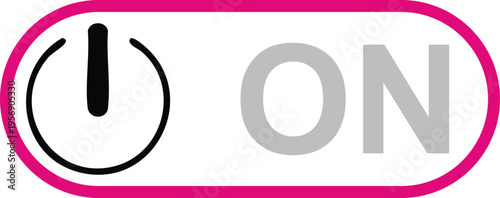 Pink and gray power button switch in on position