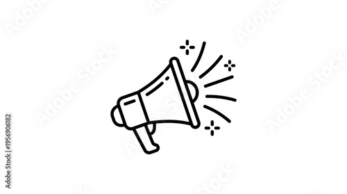 Megaphone Icon with Sound Waves Annoucement Concept