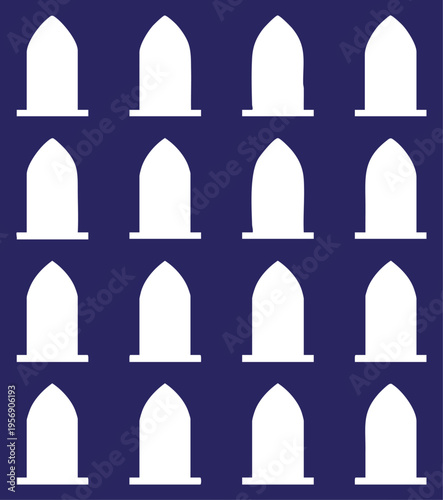 White pill shapes on blue background grid pattern