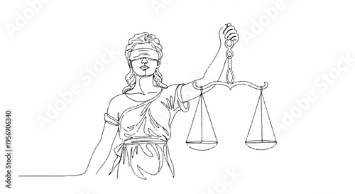 Vector illustration of blind justice lady with scales