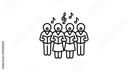 Choir Performing with Musical Notes Icon
