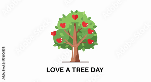 Vector illustration of tree with hearts for Love a Tree Day