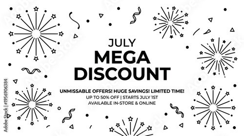 July Mega Discount Promotional Banner