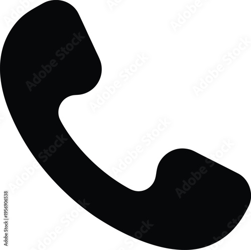 A minimalist black silhouette icon representing a classic telephone handset for communication use
