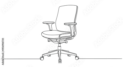 Office chair, one line drawing, ergonomic furniture