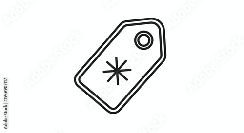 A simple gray tag icon with a star and a hole for attachment