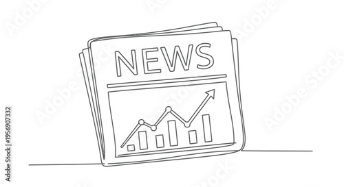 Newspaper with financial graph showing upward trend