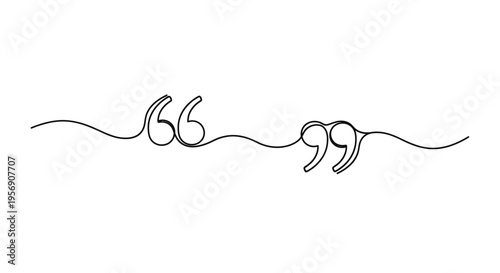 Quotation marks on a wavy line, single line drawing
