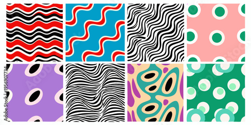 Colorful abstract patterns arranged in a grid formation