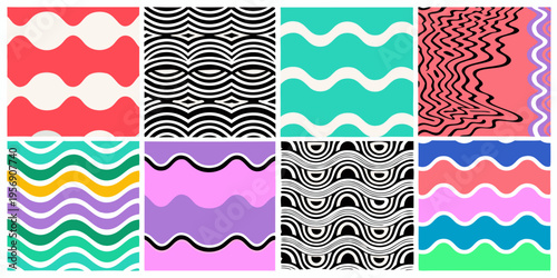 Colorful geometric patterns arranged in a grid formation