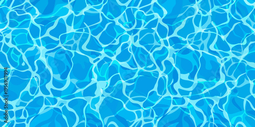 Abstract blue water surface with dynamic wave patterns and highlights