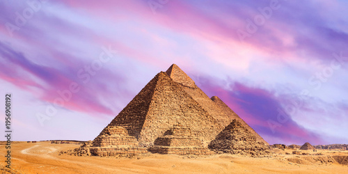 the pyramid of the pyramids of giza at sunset, egypt
