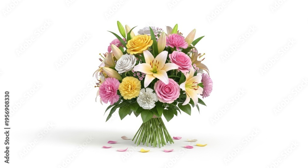 Obraz premium A beautiful bouquet of colorful flowers on a white background