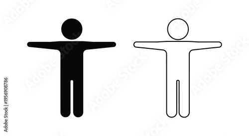 Two human figures one solid and one outline depicting a symmetrical pose silhouette