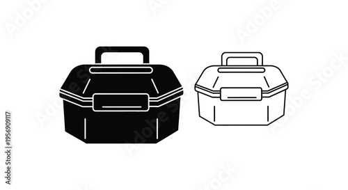 Two lunch boxes one dark and one light depicted in a flat silhouette