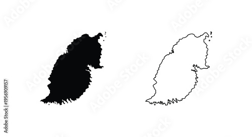 Grenada map comparison filled and outline representations bold silhouette high quality