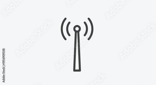 Simple line drawing of a wireless signal tower or antenna icon